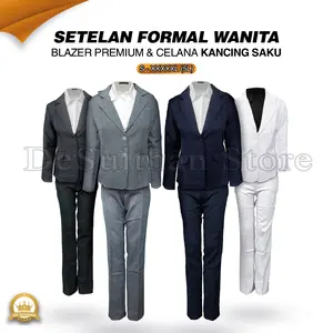Setelan Blazer Capri PREMIUM dan Celana Kancing Saku Wanita Formal