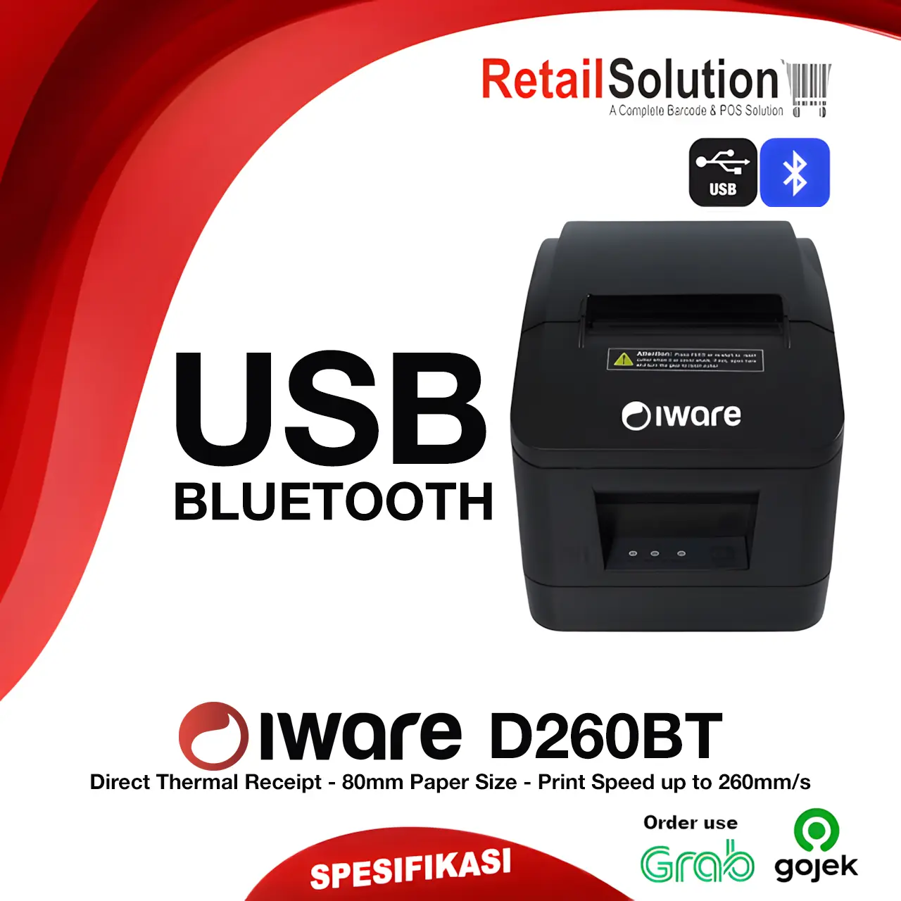 Printer Thermal Bluetooth 80mm Iware D260BT / IW D260-BT / IW-D260BT