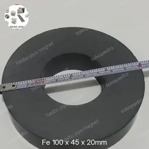 Hasbu Jaya Magnet Cincin Magnet Ferrite 100x45x20mm Daya Tarik Kuat Hitam untuk Speaker & Mencari Paku
