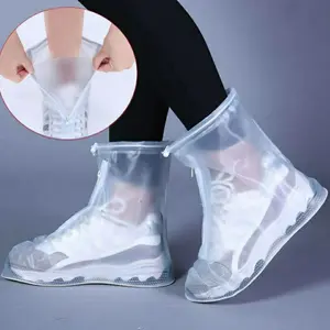 Jas Hujan Sepatu Anti Air Shoes Cover PVC Transparan Waterproof dengan Resleting Zipper / Raincoat Shoes Anti Becek