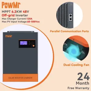 PowMr 6.2KW 48V MPPT Solar Hybrid Inverter 500Vdc Supports 48V Lifepo4 Battery parallel up to 12 Unit Built in 120A MPPT Solar Charger Controller