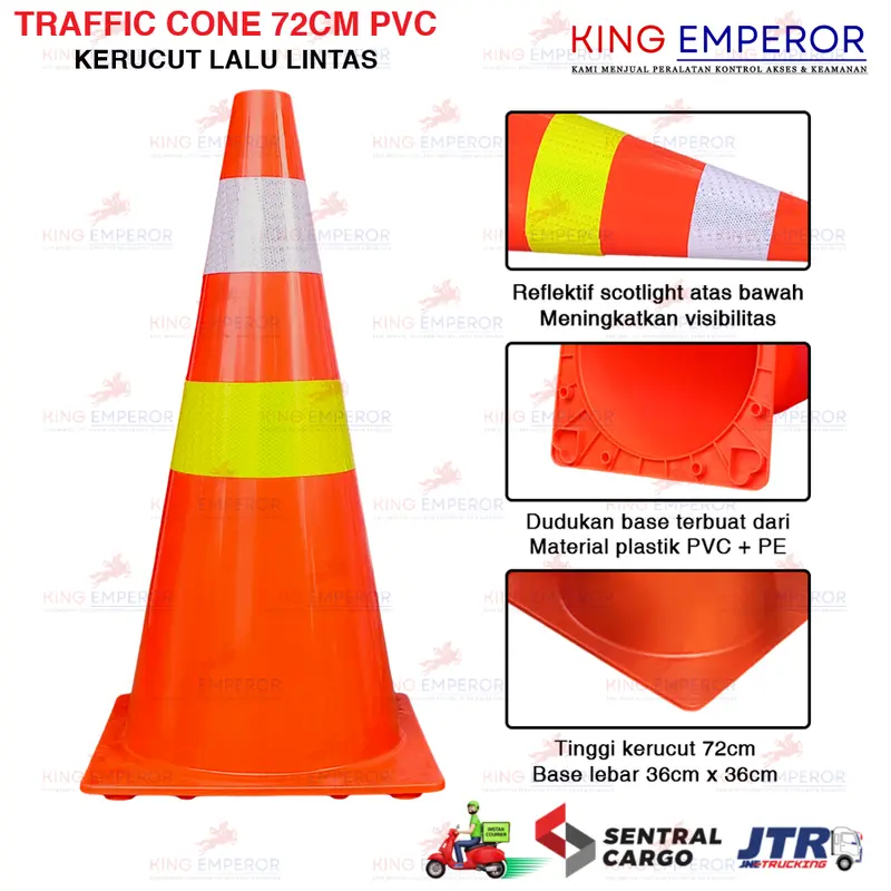 Safety Traffic Cone 72CM PVC Plastic / Kerucut Lalu Lintas 72CM Plastik PVC 0