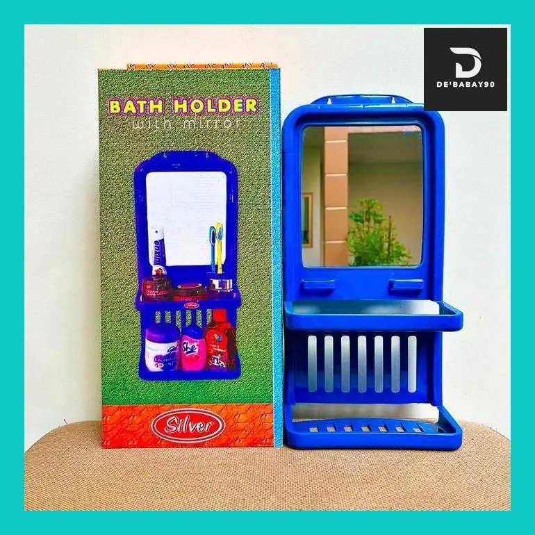 De'Baba' Rak Cermin Kamar Mandi Dinding Sabun Tempel Kosmetik Make Up Kaca Gantung Tempat Sabun Kaca Ukuran Sedang '