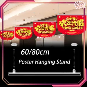 60/80cm Alat Gantung Poster Hanging Stand Stainless Alat Gantung Poster Wall Mount Hanging Banner