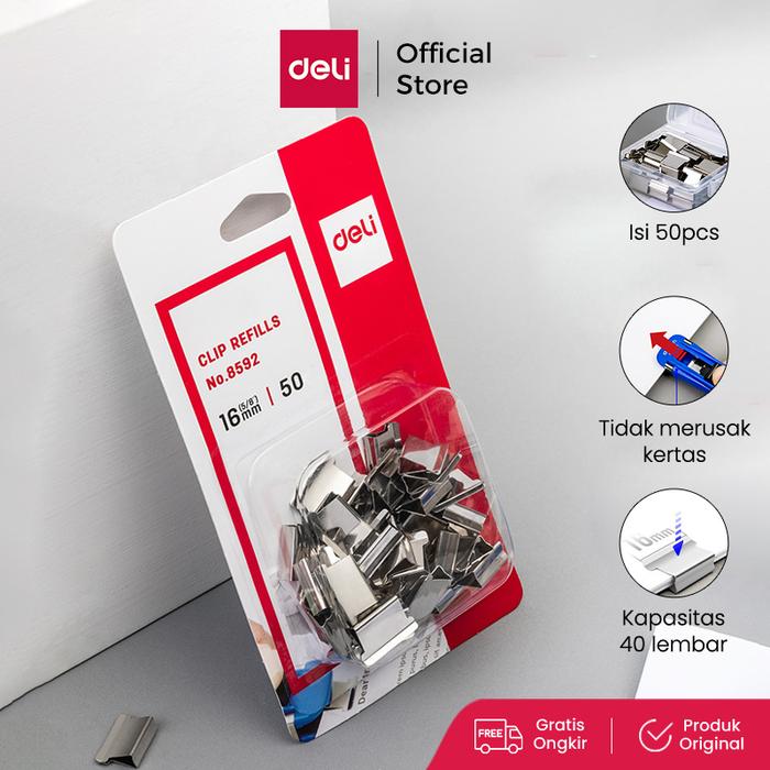 Gambar Deli Fastener Clip Refill Binder Clip / Isi Penjepit Kertas 8592 dari Deli Stationery Indonesia Kab. Tangerang Tokopedia