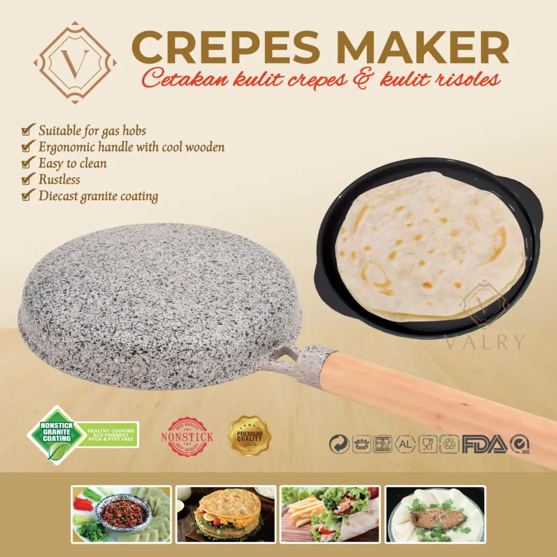 Vegasus Crepe maker panci cetakan kue kulit risol lumpia wajan kwalik anti lengket