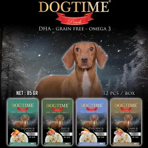 DOGTIME Suwir & Chunk Dog Food Grain Free 85g Mengandung Yucca Untuk Mengurangi Bau Fases Hingga 40%