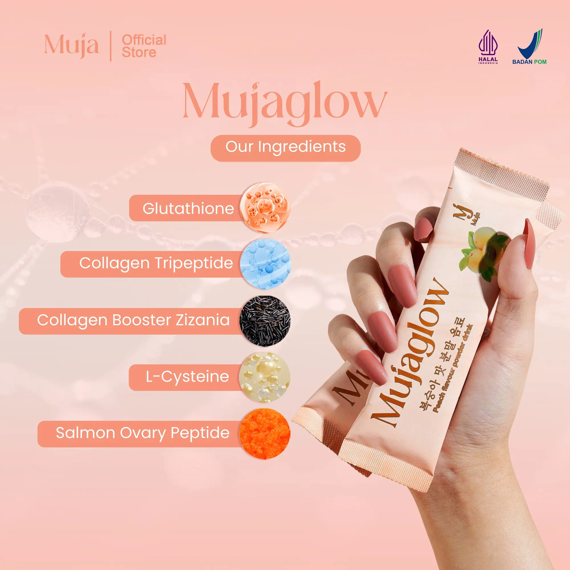 MUJAGLOW minuman Collagen glutathione Drink by Mulan Jameela - 1 Box (10 Sachets) supplement peptide Peach - Shop | Tokopedia MUJAGLOW minuman Collagen glutathione Drink by Mulan Jameela - 1 Box (10 Sachets) supplement peptide Peach - Shop | Tokopedia