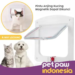 Pintu Masuk Kucing Anjing Kecil Magnetic Flap Door 4 Way Lock Pet Door