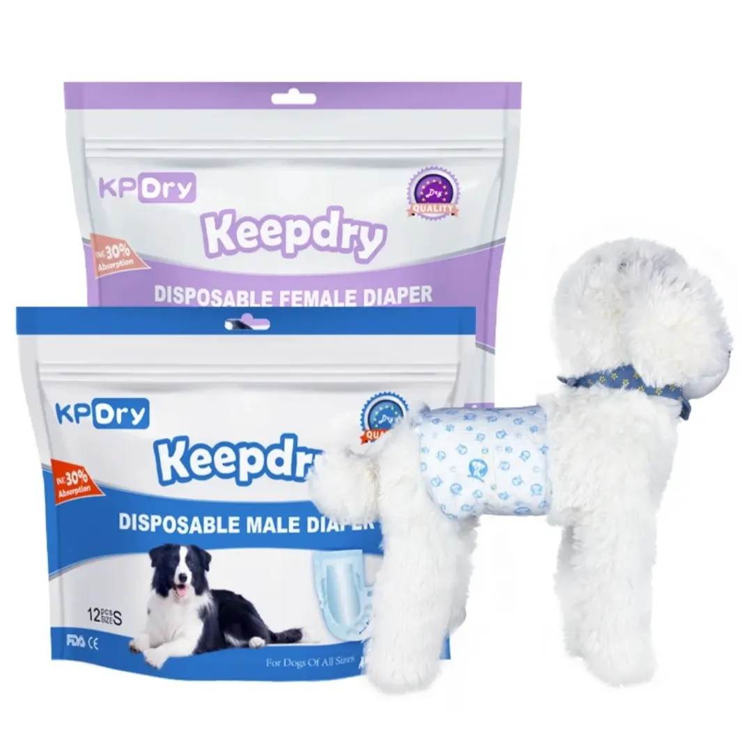Keepdry Popok Anjing Premium "Keep Dry" Isi 12 pcs/bag (Male) dan 10 pcs/bag (Female) - Nyaman Optimal dengan Daya Serap Baik & Sirkulasi Udara Baik