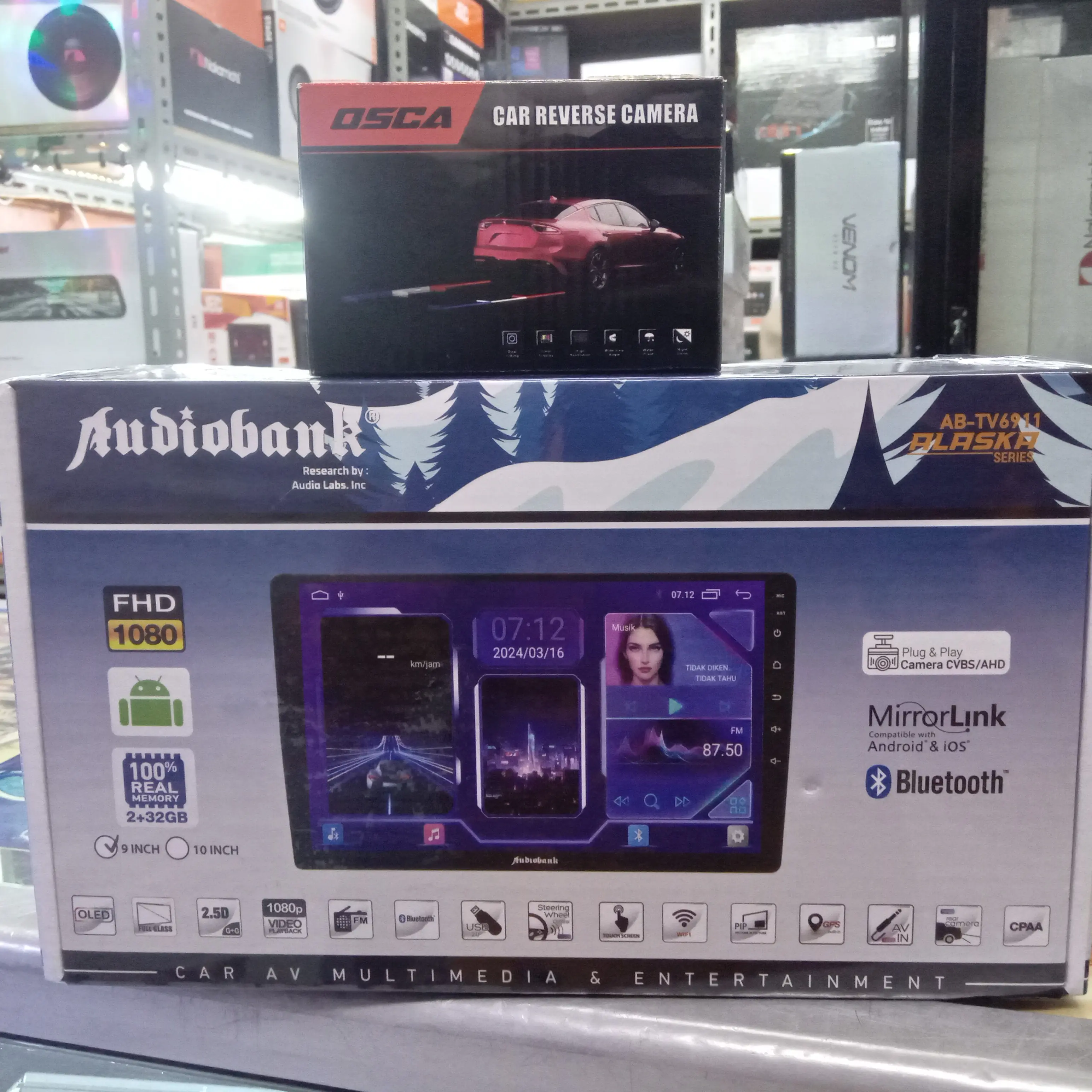 Head Unit Android Audiobank Bonus Kamera Mundur 9inch Ram 2/32GB