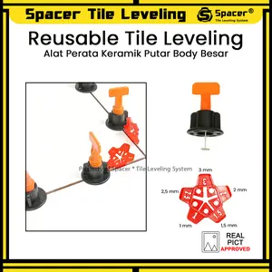 Paket Perata Keramik Putar + Tile Spacer Bintang 5 Ukuran Dalam 1 Alat Reusable Tile Leveling