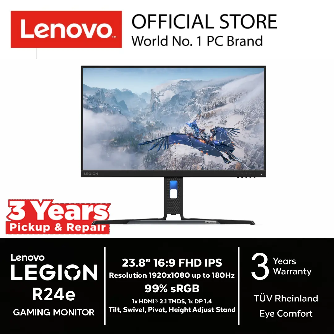 Lenovo Legion R24e Gaming Monitor 23.8"FHD IPS 16:9 99%sRGB up to 180Hz Anti glare