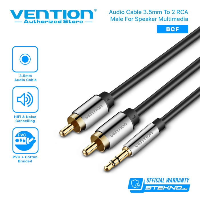 Gambar Vention [BCF 10M] Kabel Audio 3.5mm male To 2 RCA Male High Quality dari Vention Authorized Store Kota Administrasi Jakarta Barat Tokopedia