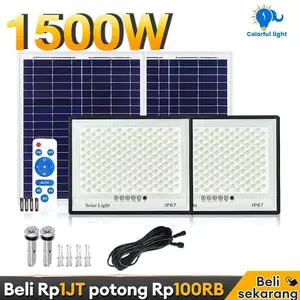【Garansi 30 tahun】 lampu tenaga surya outdoor otomatis lampu led tenaga surya New Lampu Sorot Solar 1500W super terang kerangka lampu taman tenaga surya luar tahan air Fungsi waktu lampu solar cell outdoor pencahayaan 72 jam