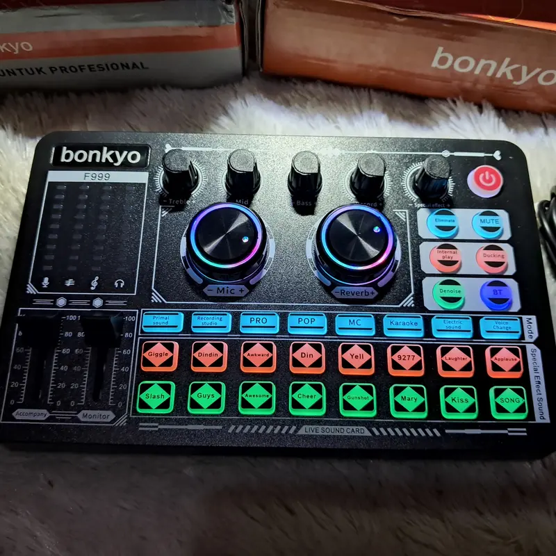 Soundcard Live Streaming Media Sosial Live Karaoke Sound Card Bonkyo F999 Mixer Audio Soundsystem Karaoke Live Streming Souncard MKC Kimiso Soundcard Live Tiktok 4