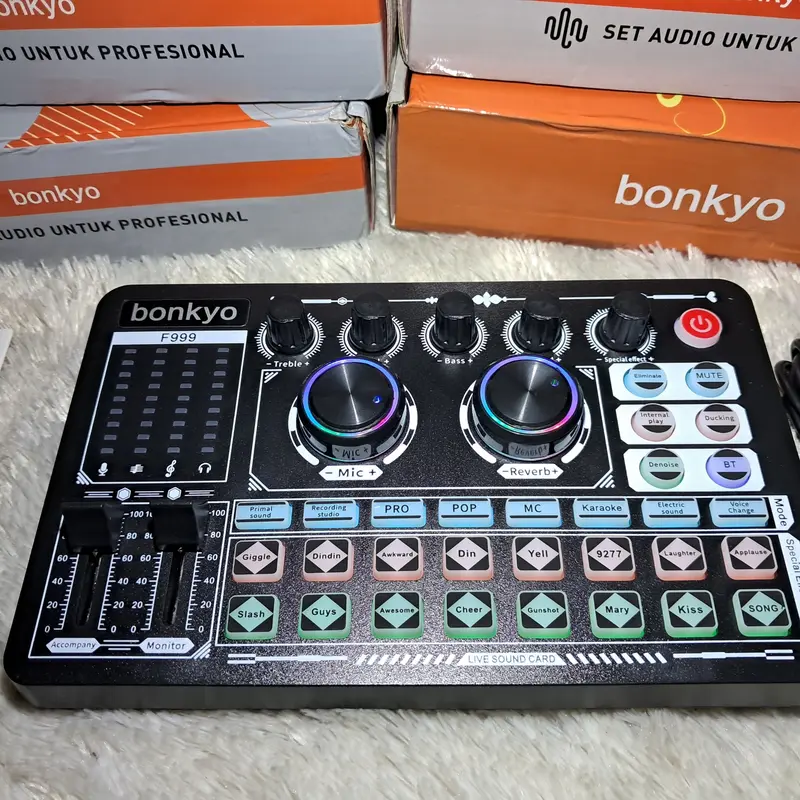 Soundcard Live Streaming Media Sosial Live Karaoke Sound Card Bonkyo F999 Mixer Audio Soundsystem Karaoke Live Streming Souncard MKC Kimiso Soundcard Live Tiktok 5