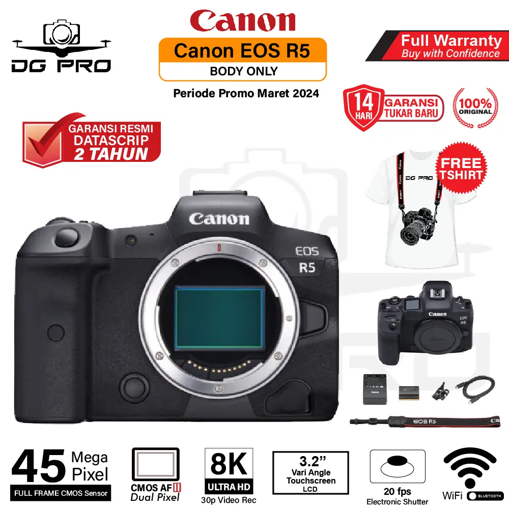 Canon EOS R5 Body Only Canon R5 BO Mirrorless Camera Garansi Resmi