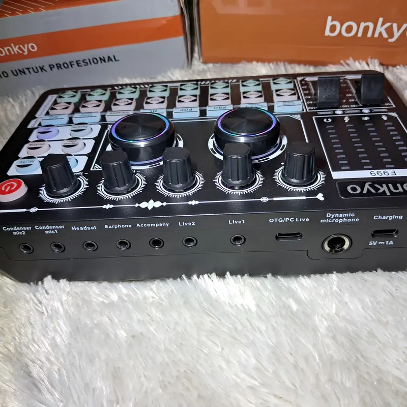 Soundcard Live Streaming Media Sosial Live Karaoke Sound Card Bonkyo F999 Mixer Audio Soundsystem Karaoke Live Streming Souncard MKC Kimiso Soundcard Live Tiktok 3