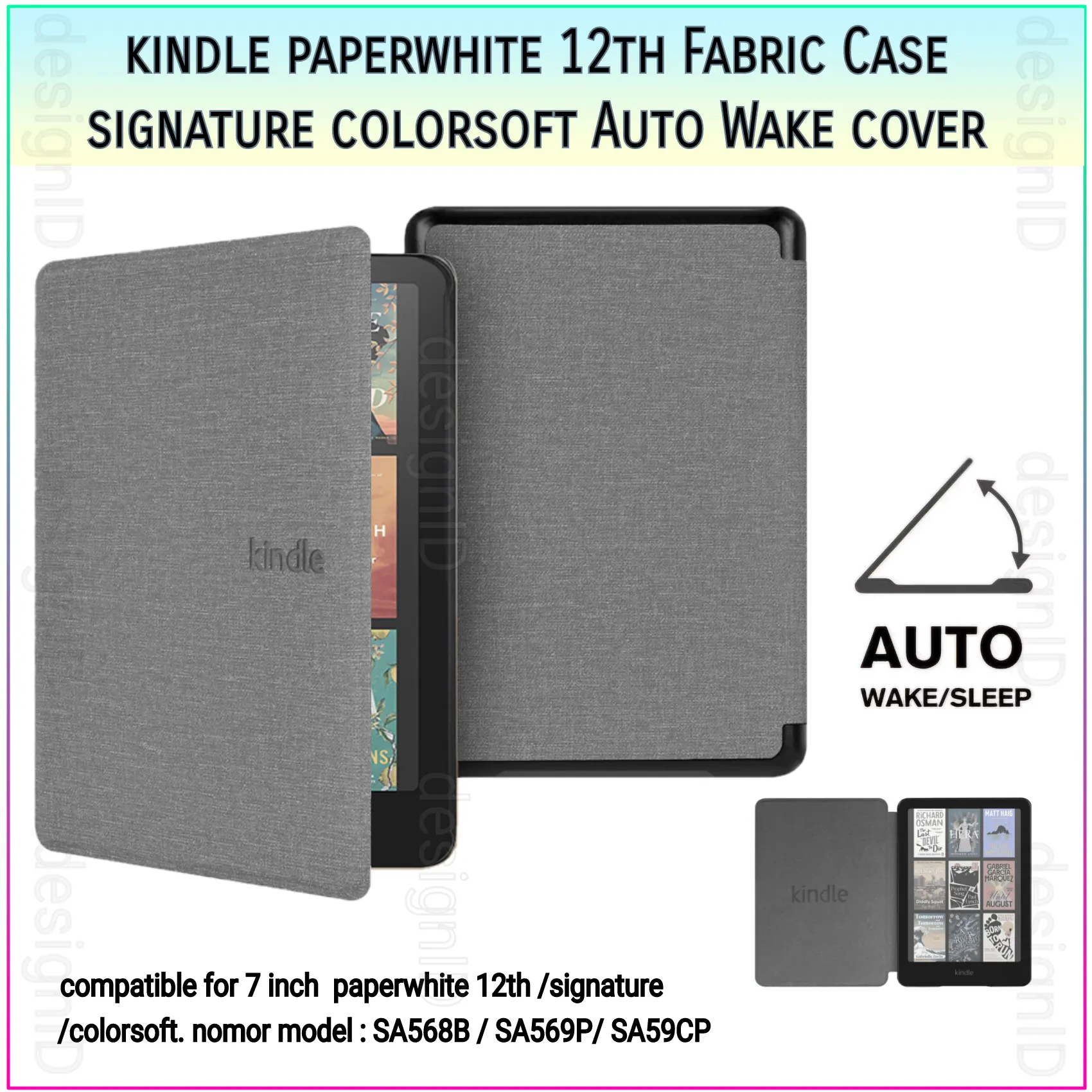 Kindle paperwhite 12th Fabric Case Signature Colorsoft 2024 Auto wake Cover denim designid