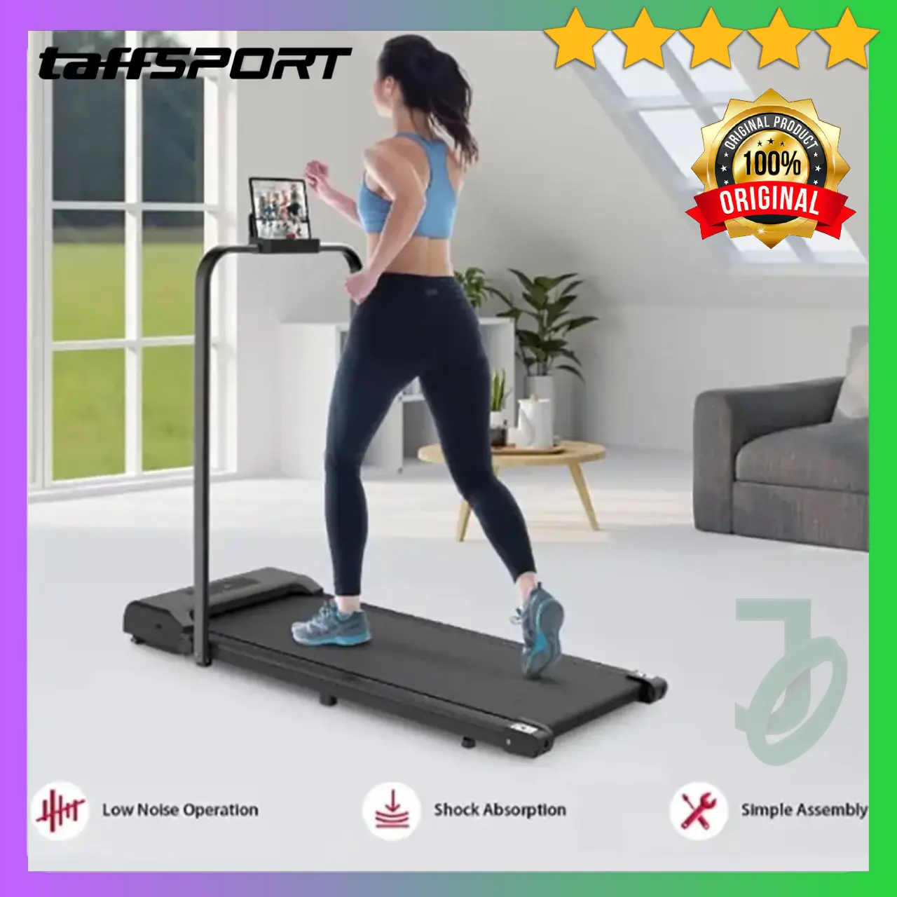 Treadmill Elektrik Walking Pad Foldable LED Display with Armrest TaffSPORT C1-01
