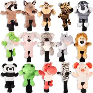 Golf Wood Hybrid Head Cover Plush Sarung Pelindung Stik Golf Animal Head Cover Wood Hybrid Boneka Animal Edition