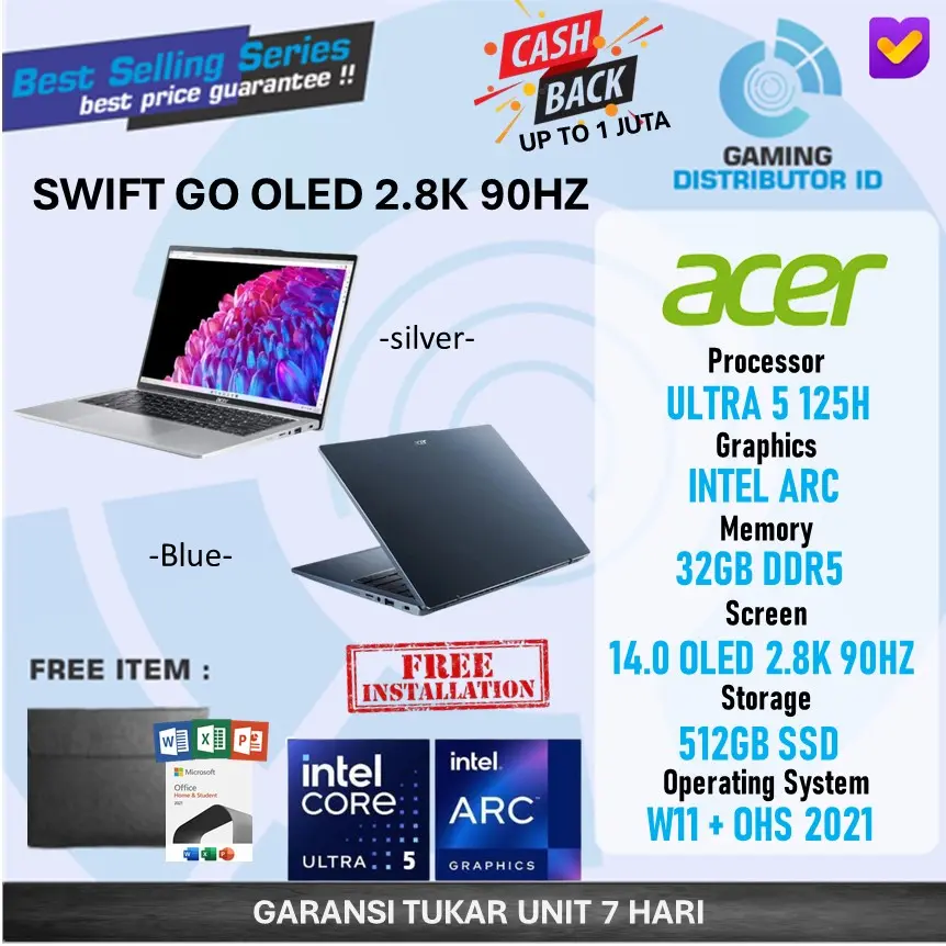 Acer Swift Go Touch SFG14 ULTRA 5 125H 32GB 512GB 14" 2.8K EVO