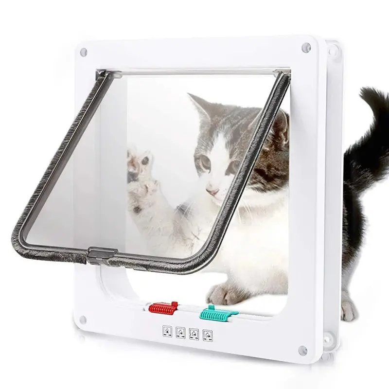 Pintu masuk kucing/ anjing cat flap door magnetic/ Pintu keluar masuk kucing anjing dengan pengunci 4 way flap door
