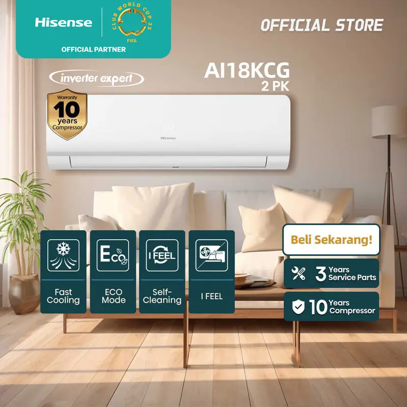 Hisense AC Air Conditioner Inverter 2 PK - AI18KCG (Indoor+Outdoor) 6