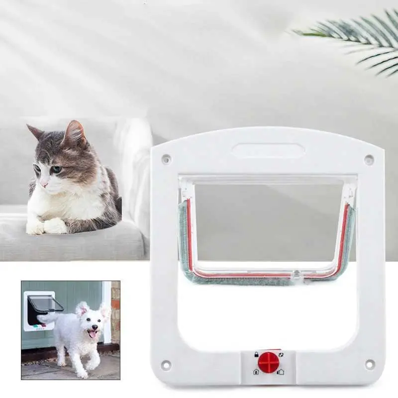 Pintu Masuk Kucing Magnetic Flap Door 4 Way Lock Pet Door