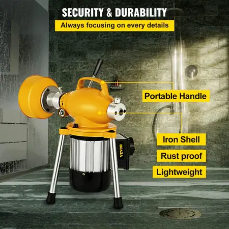 Pembersih Pipa Tersumbat / Alat Pembersih Saluran Air Mampet Dengan Enam Pemotong Drain Cleaner Machine Bertenaga Listrik 1200W