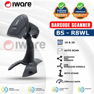 BARCODE SCANNER E-FAKTUR QR CODE 2D/1D IWARE R8S WITH STAND