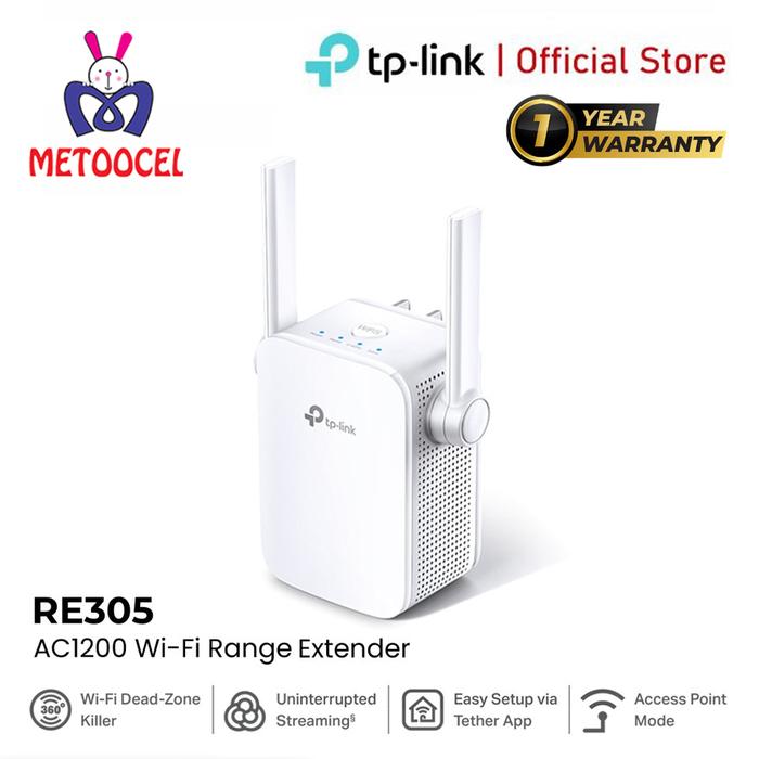Gambar Tp-link RE305 AC1200 Wi-Fi Range Extender Dual Band 2.4GHz (300Mbps 5GHz band (867Mbps) dari Metoocel Solo Kota Administrasi Jakarta Barat Tokopedia