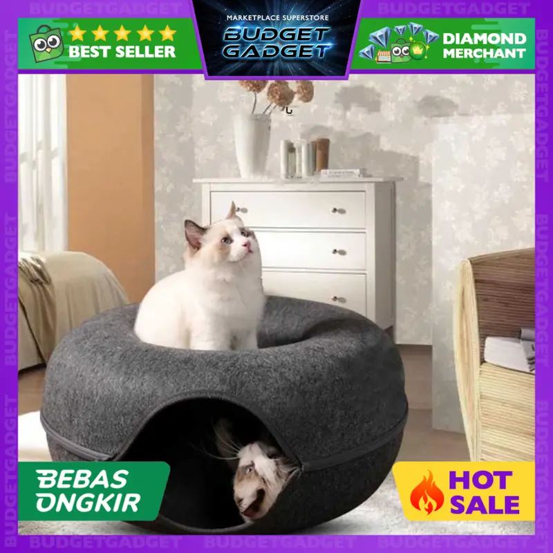 KOZI Tempat Tidur Kucing Mainan Terowongan Cat Donut Tunnel Bed - Q60 0