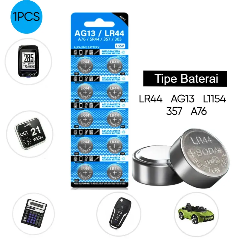 Baterai Batre Jam Kancing LR44 AG13 L1154 357 A76 1.5V / CR1220/CR2450/CR1632/CR2025 3V - 1PCS