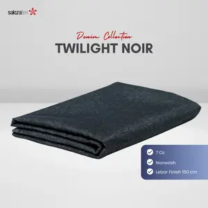 SAKURATEX | Twilight Noir Kain Denim Bahan kain Jeans Kualitas Premium Lembut Ecer berat 7 oz Kain Denim Warna Blue Black Warna Denim Hitam
