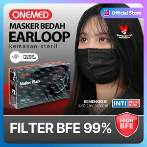 ONEMED - Masker 3 Ply Earloop Black | Surgical Mask | Masker OneMed
