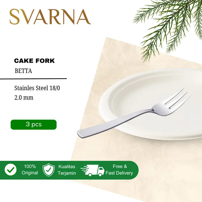 Svarna Betta Cake Fork - Garpu Kue Stainless Steel isi 3Pcs