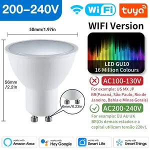 Tuya Smart Spotlight GU10 LED Bulbs WIFI, RGB C+W White Dimmable Lamps, Smart Control Light Bulb, Voice Alexa/Google home