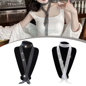 Syal Dasi Wanita Kristal Dasi Fashion Wedding Aksesoris Pesta Rhinestone Chain Rhinestone Belt Dasi Fashion Blingbling Hiasan Dasi