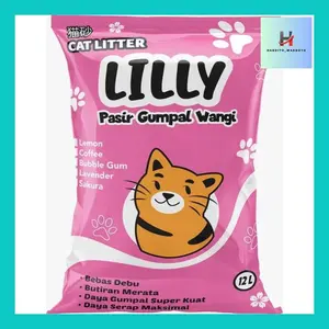 Hard_ Sudah Diolah Lyly 12 Liter Pasir Kucing Gumpal Wangi _