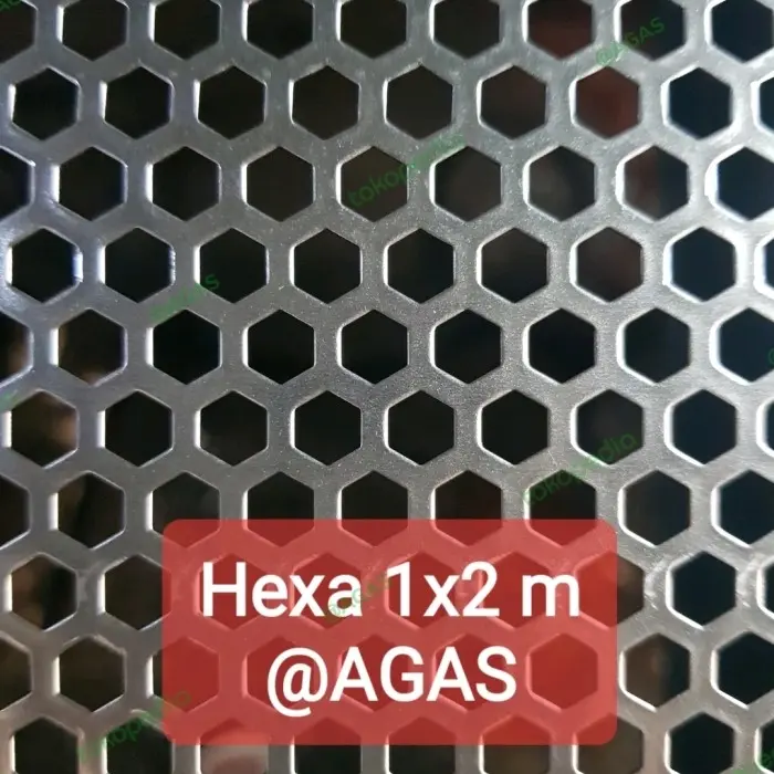 Plat Lubang besi Perforated Hexagonal 1x2 mtr 0