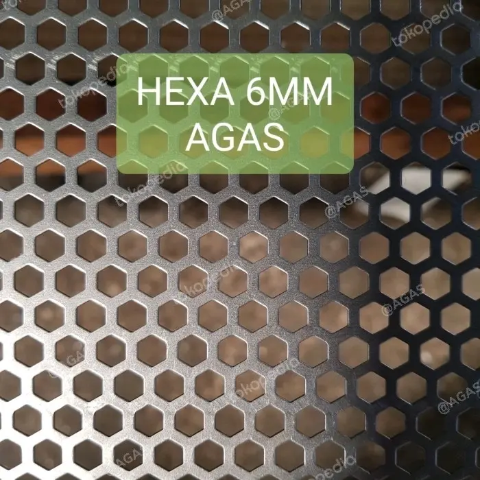 Plat Lubang besi Perforated Hexagonal 1x2 mtr 1