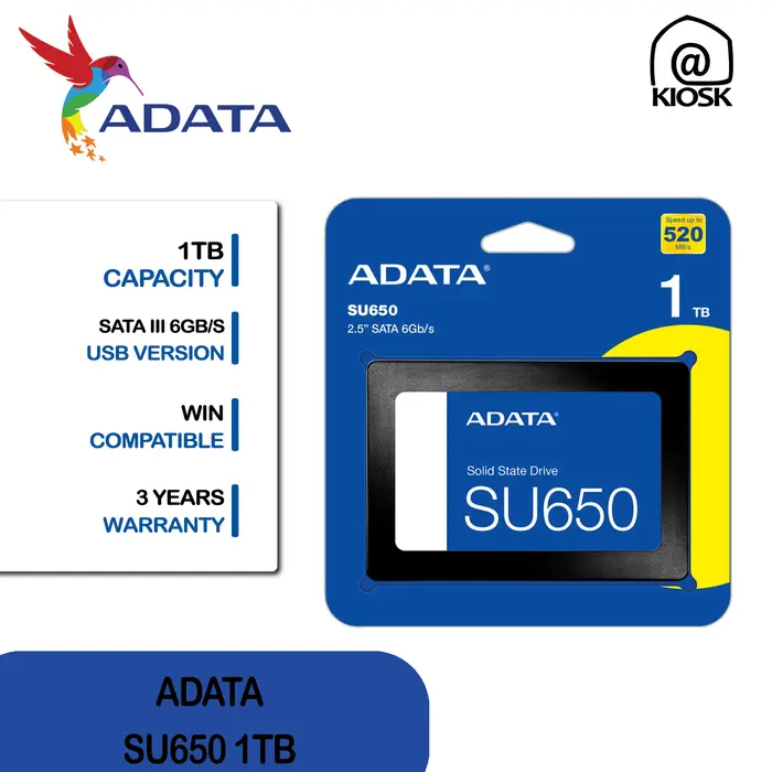 Gambar ADATA ULTIMATE SU650 1TB / SSD SATA 2.5 / GARANSI 3 TAHUN - SSD ONLY, 1 Pcs dari @kiosk Kota Administrasi Jakarta Barat 4 Tokopedia