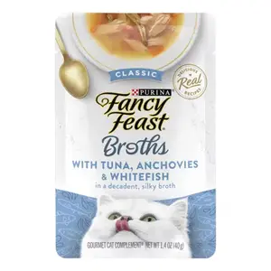 Fancy Feast Classic Broths Cat Food - Tuna, Anchovies & Whitefish 40g