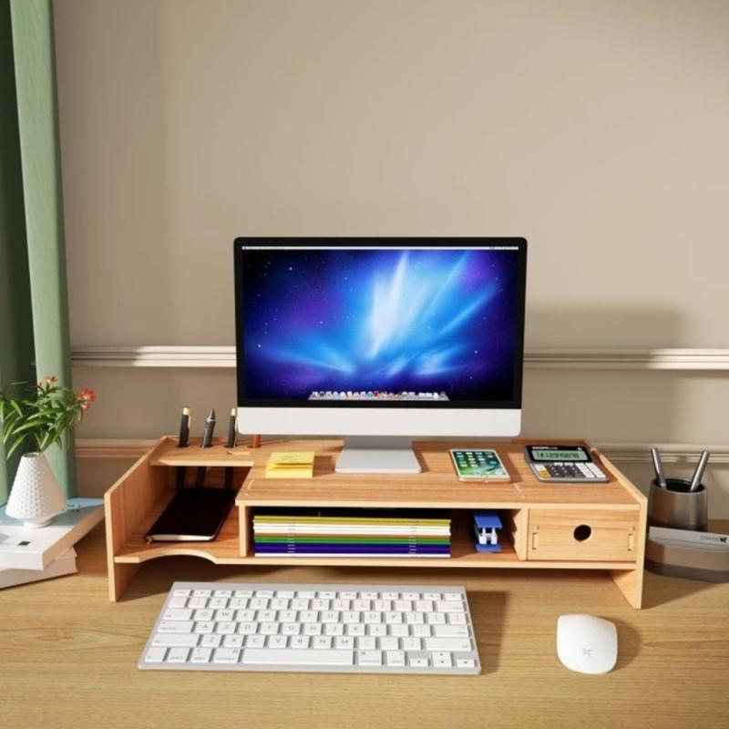 Meja Rak Alas Tatakan Stand Dudukan Kayu Laptop Monitor Imac Printer ...