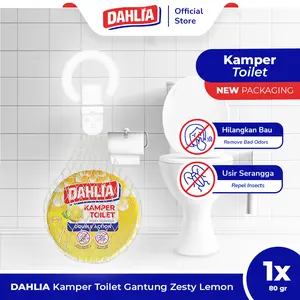 Dahlia Kamper Toilet Gantung Aroma Zesty Lemon Menyegarkan Kamar Mandi isi 1 80gr | Wangi Menyegarkan dan Fresh