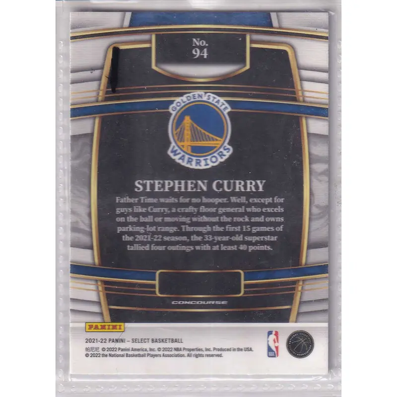 2021-22 Panini Select Blue #94 Concourse Stephen Curry 5