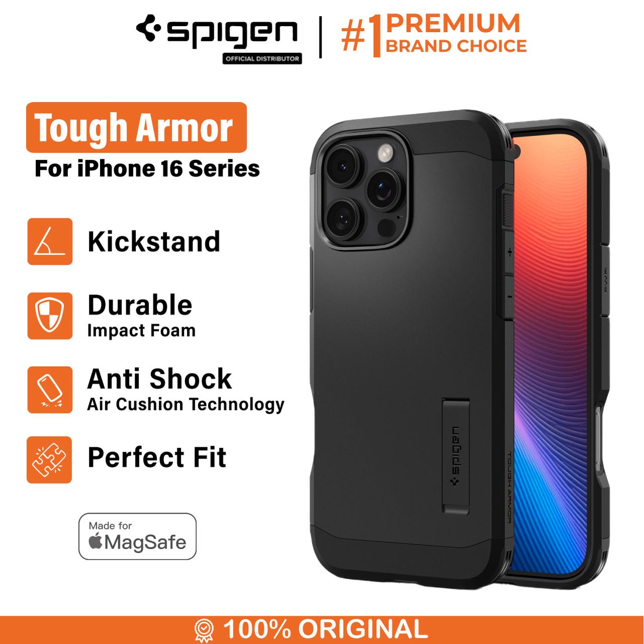 Spigen iPhone 16 Pro Case Magsafe + Stand Tough Armor MagFit - Black ACS08146
