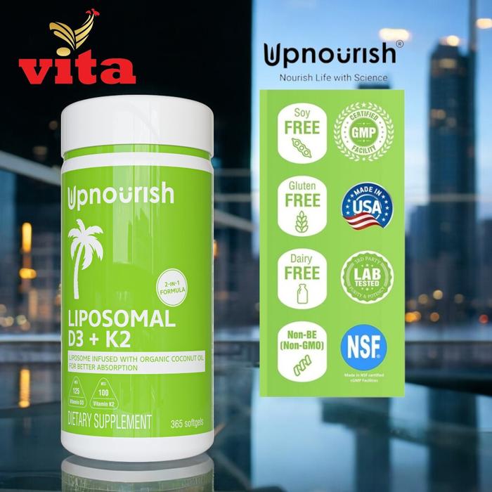 Gambar Upnourish Liposomal Vitamin D3 K2 MK7 365 Softgels dari Tokovita1981 Kota Administrasi Jakarta Utara Tokopedia